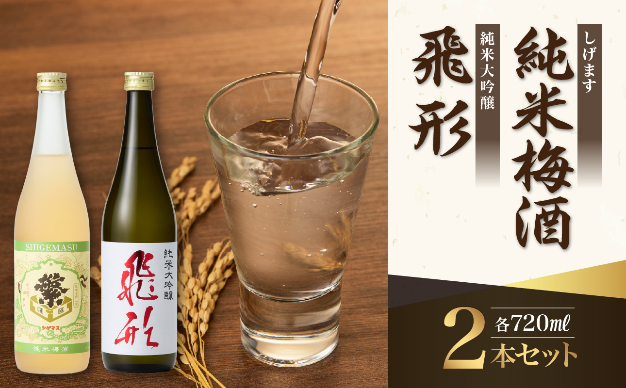＜純米大吟醸＞飛形＜しげます＞純米梅酒 720mlセット しげます 純米大吟醸 飛形 純米梅酒 吟のさと 槽搾り ギフト 地酒 日本酒 梅酒 立花町 福岡 八女
