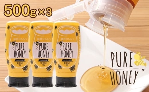 かの蜂 ピュアハニー【AR500g×3個】便利なプッシュボトルタイプ 蜂蜜 はちみつ ハチミツ 濃厚 保存食 防災グッズ 非常食 福岡県 八女市