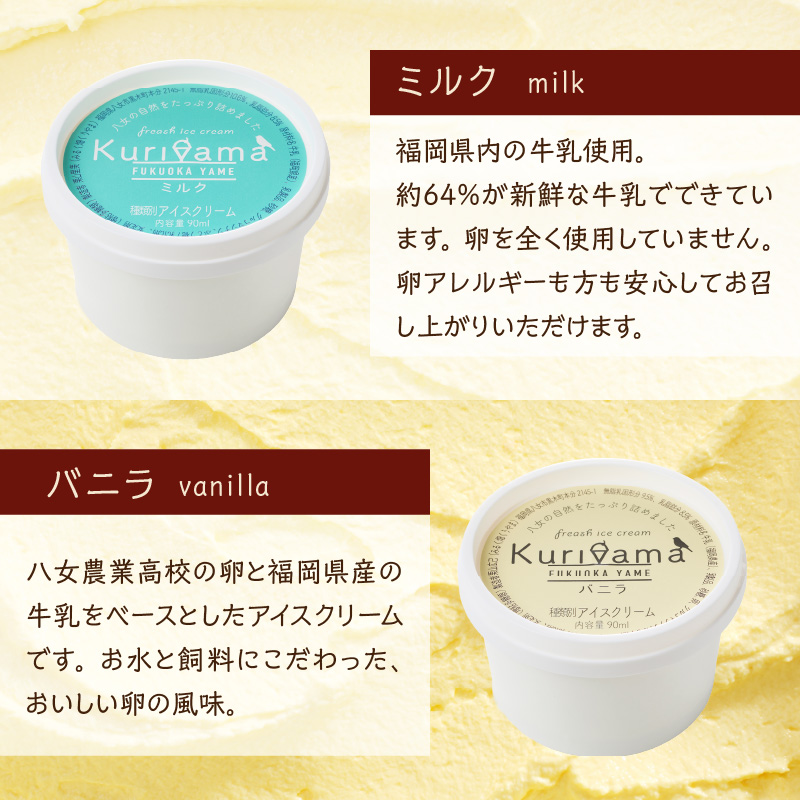 くりやまアイス6個セット 各90ml アイスクリーム 酪農家 手作り 地元産 お茶 フルーツ 身体に優しい 笑顔 幸せ