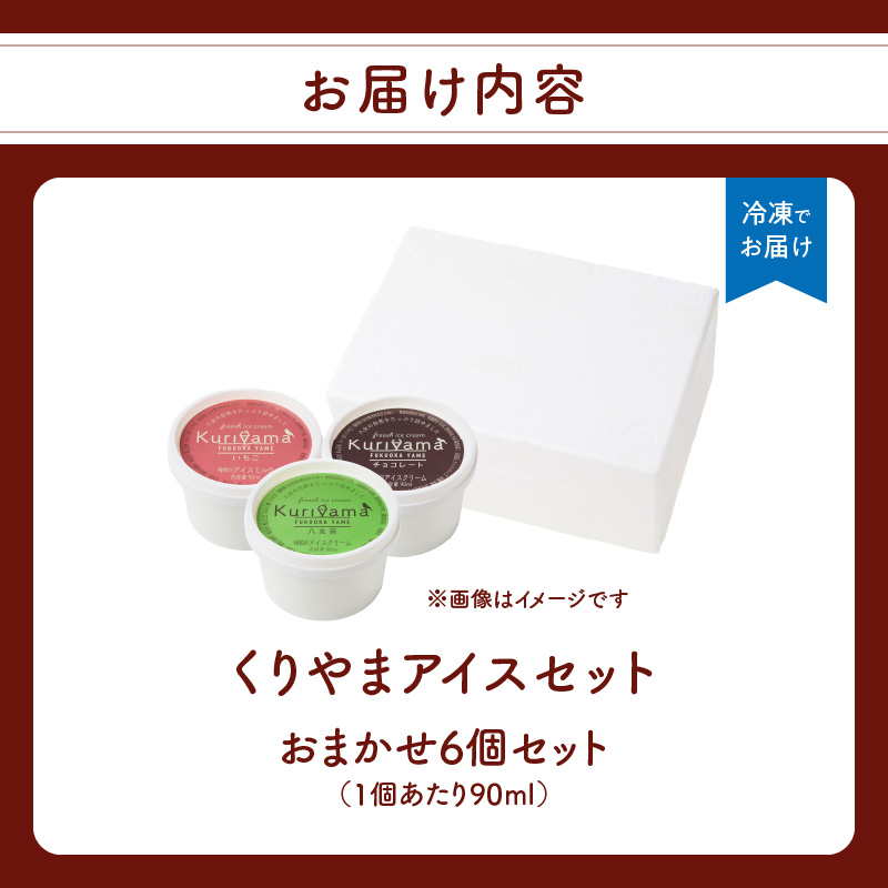 くりやまアイス6個セット 各90ml アイスクリーム 酪農家 手作り 地元産 お茶 フルーツ 身体に優しい 笑顔 幸せ