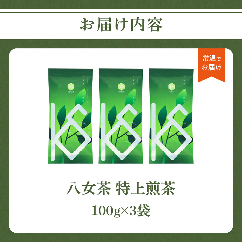 【2026年新茶】八女茶 特上煎茶 100g×3袋 茶 お茶 日本茶 緑茶 八女茶 新茶 福岡県 八女市
