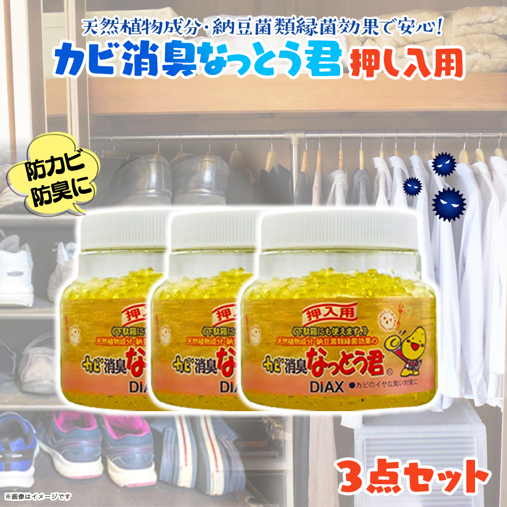 カビ消臭なっとう君押入れ用 3点セット 消臭 植物精油 抗カビ 置き型 押し入れ クローゼット 靴箱 九州 福岡 八女