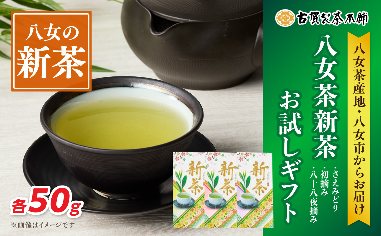 古賀製茶本舗 八女茶新茶 お試しギフトセット【2026年5月以降発送】 お茶 緑茶 新茶 お試し 八女茶 飲み比べ 150g 福岡県 八女市