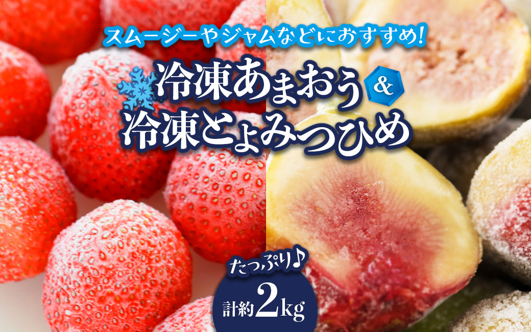 冷凍あまおう（いちご）と冷凍とよみつひめ（いちじく）セット 計約2kg いちご あまおう いちじく とよみつひめ 冷凍 クール便 お菓子作り シャーベット スムージー ジャム アレンジ セット フルーツ デザート 福岡県 八女市