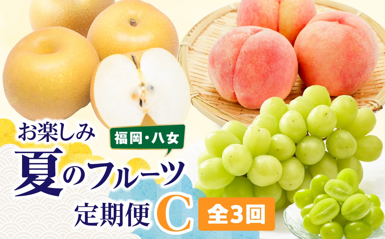 福岡八女 お楽しみ夏のフルーツ定期便Ｃ ＜配送不可：北海道・沖縄・離島＞ フルーツ 定期便 梨 もも シャインマスカット 季節のフルーツ 果物 おすすめ セット 産地直送 福岡県 八女市