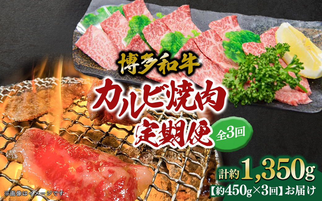 博多和牛 カルビ焼肉（バラ）定期便全3回 肉 お肉 博多和牛 和牛 牛肉 カルビ バラ 国産 2～3人前 冷凍 冷凍配送 使い切りサイズ 霜降り 絶品 濃厚 柔らかい ジューシー 家族団らん カルビ丼 焼肉 バーベキュー BBQ 福岡県 八女市
