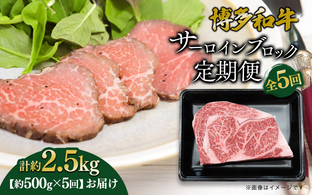 博多和牛 サーロインブロック 定期便全5回 計約2.5kg 博多和牛 肉 お肉 和牛 牛肉 国産 ステーキ サーロインステーキ ブロック 福岡県 八女市