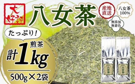 八女茶100% 家庭用業務用煎茶 たっぷり1kg!お手頃品! お茶 茶 八女茶 無添加 無着色 業務用 福岡県 八女市