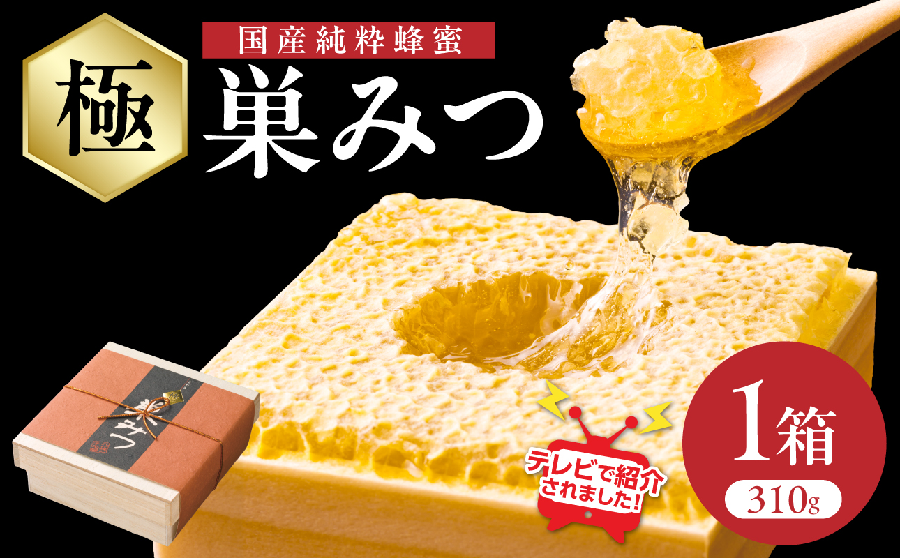 【TVで紹介！】はちみつ 国産純粋蜂蜜 極巣みつ 310g 非加熱 はちみつ ハチミツ 生はちみつ ローハニー オススメ 贈答 贈り物 プレゼント 八女市