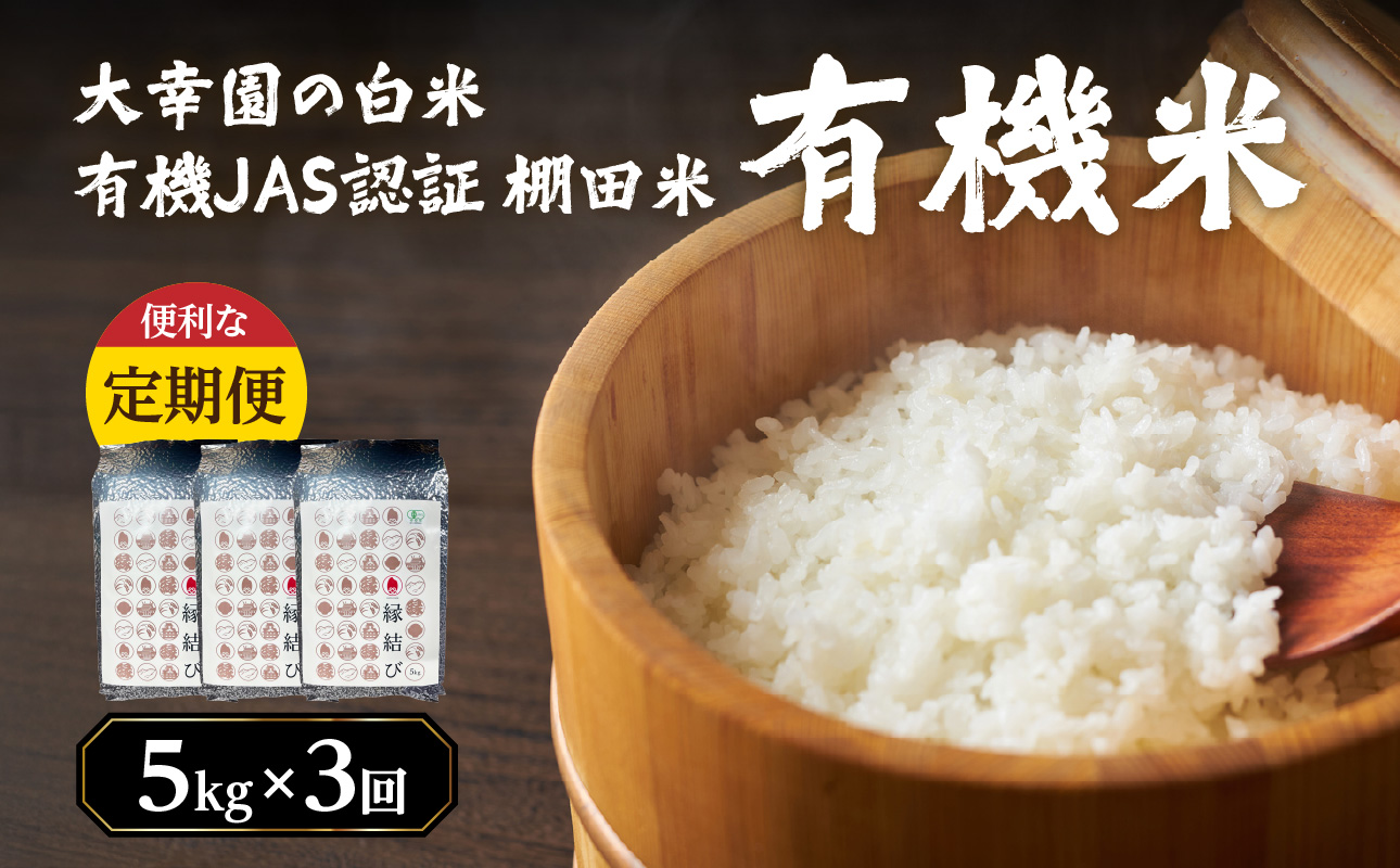 大幸園の白米 3回定期便 有機JAS 認証 有機米 棚田米 5kg 米 国産 白米 美味しい お米 九州産 有機栽培 福岡県 八女市