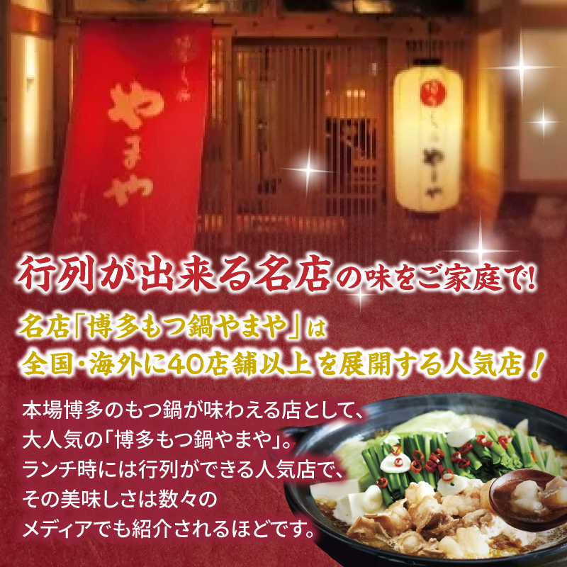 【ギフト】博多もつ鍋やまや もつ鍋セット こく味噌味(1～2人前) もつ鍋 国産 牛もつ モツ 博多 やまや スープ付き 麺付き 冷凍 福岡県 八女市
