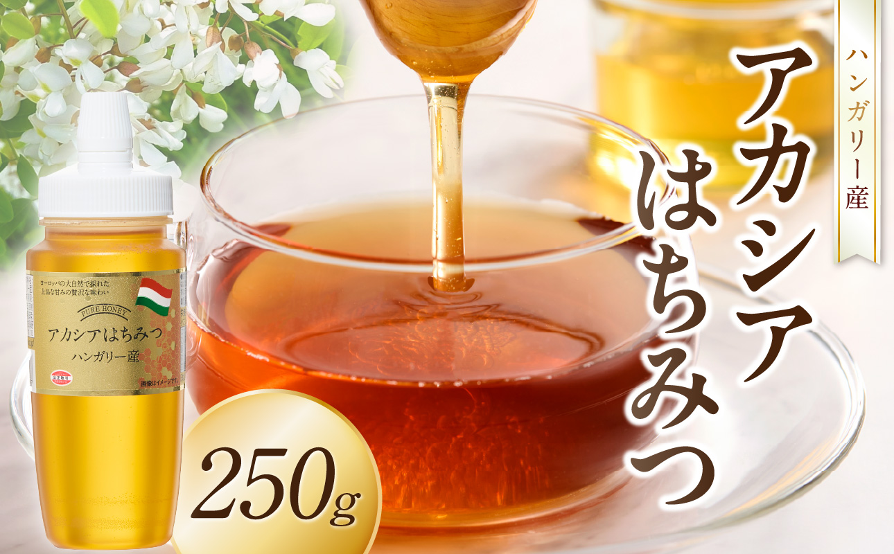 ハンガリー産アカシアはちみつ250g はちみつ ハチミツ ハニー 蜂蜜 朝食 常温 保存 備蓄 防災食 非常食 防災グッズ 福岡県 八女市