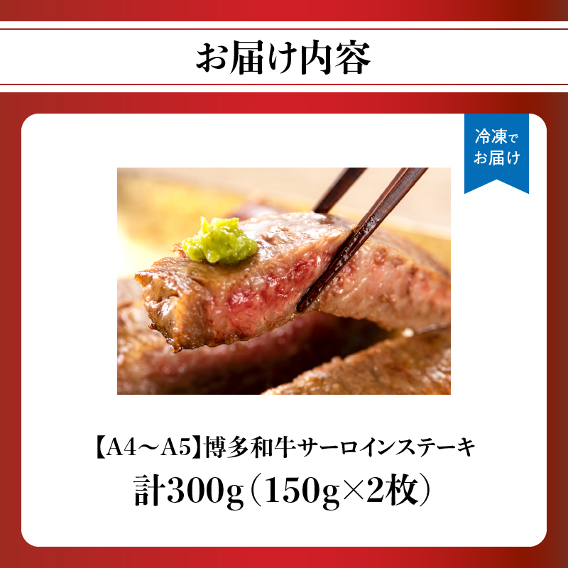 【A4～A5】博多和牛サーロインステーキセット 300g（150g×2枚） 博多和牛 黒毛和牛 ステーキ お祝い 牛肉 国産 A4 A5 福岡県 八女市