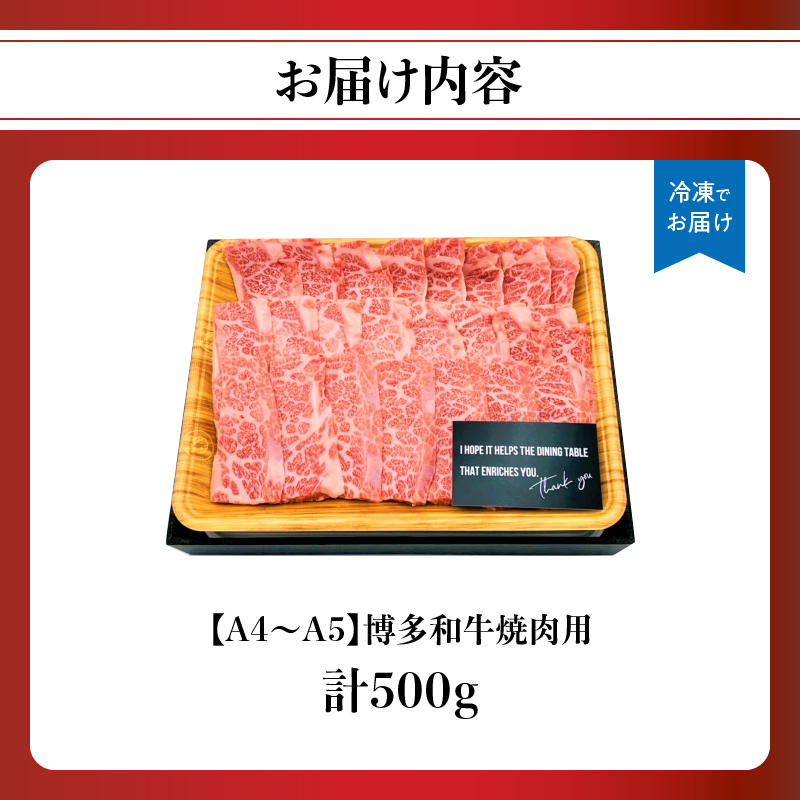 【A4～A5】博多和牛焼肉用 500g 黒毛和牛 焼肉 和牛 国産 牛肉 BBQ グルメ 焼肉 バラ 肩ロース モモ A4 A5 福岡県 八女市