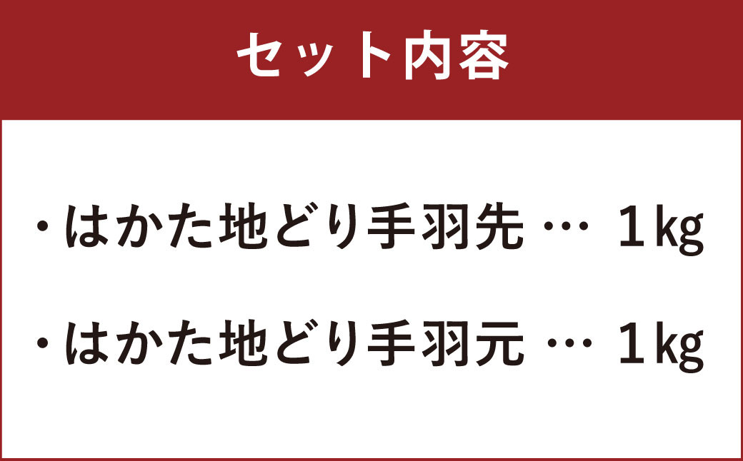 はかた地どり 手羽先 手羽元 セット 各1kg 計2kg 鶏肉 地鶏 肉 福岡県産