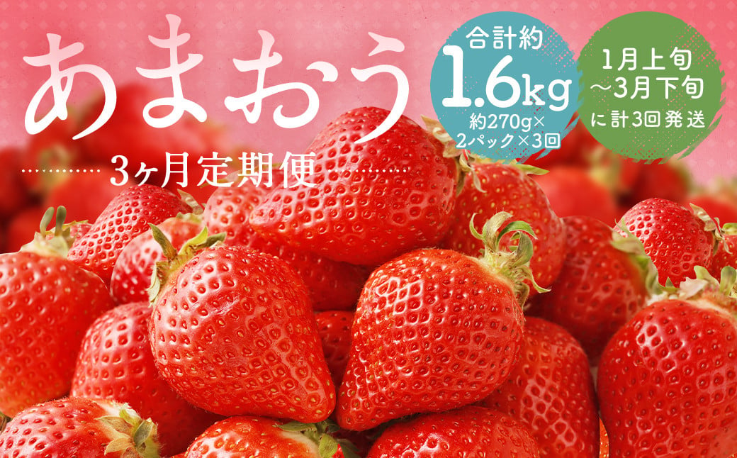 【3回定期便】福岡県産 あまおう 合計約540g 約270g×2パック 【2025年1月上旬～3月下旬発送】