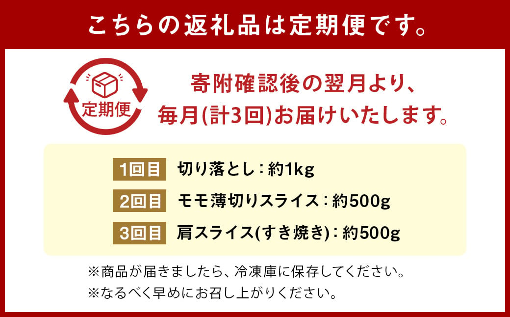 【3カ月定期便】筑後船小屋牛 バラエティ定期便Bセット 合計約2kg