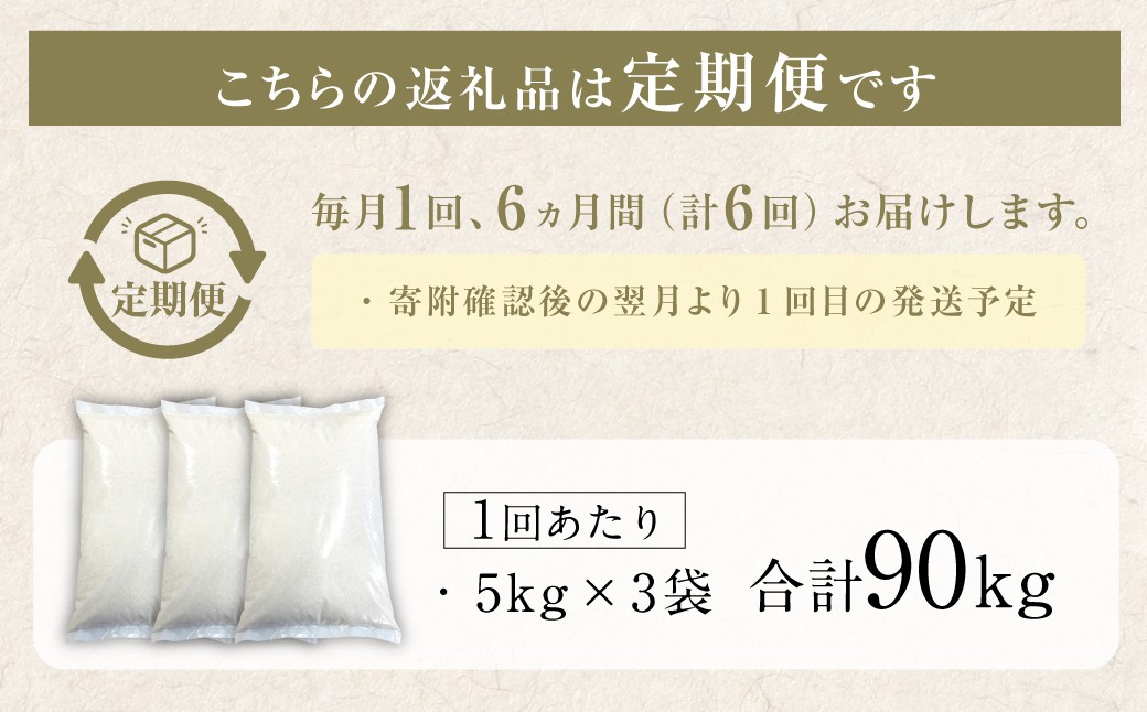 【6回定期便】 筑後の実り 15kg×6回 定期便 米 白米 ブレンド ご飯 国産 贈り物 定期便 福岡県 筑後市
