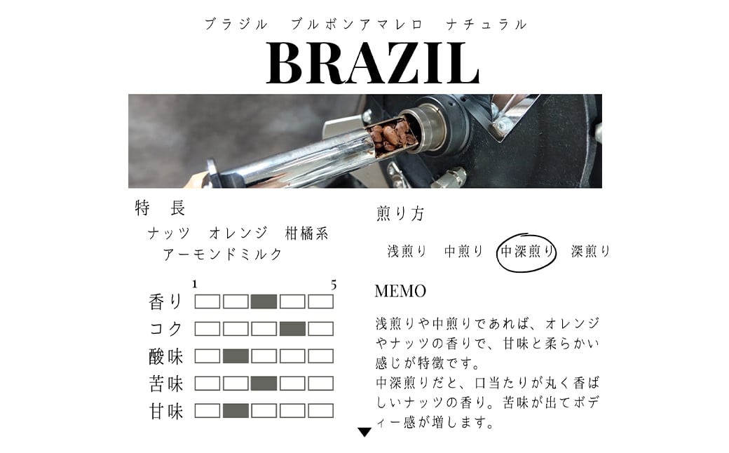 【豆】ブラジル ブルボンアマレロ ナチュラル ( 中深煎り ) 400g （200g×2） コーヒー 珈琲