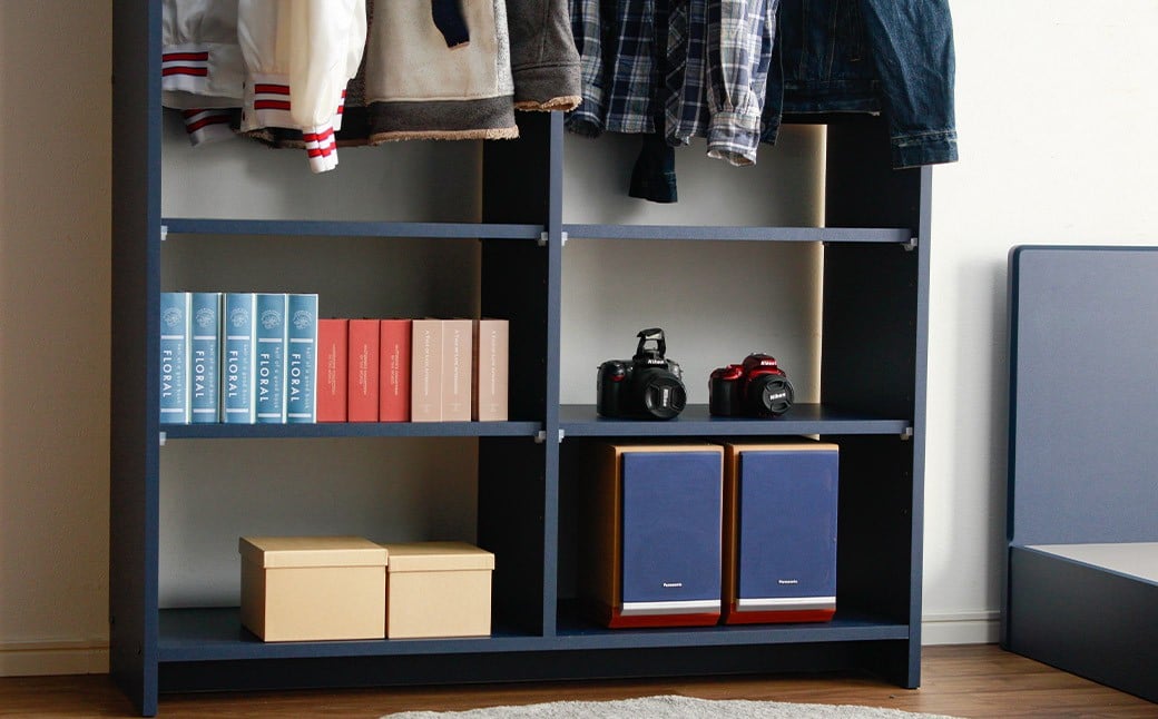 スマート ハンガー収納ラック ネイビー ハンガー 収納 家具 収納家具 ハンガーラック ラック 洋服 衣類