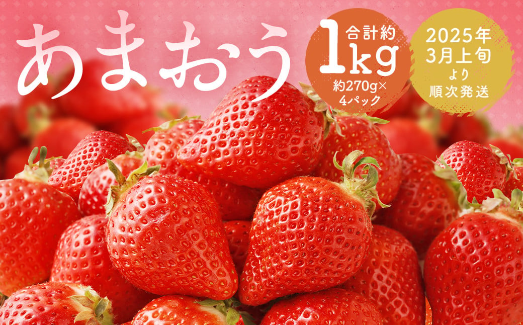 福岡県産 あまおう 合計約1,080g 約270g×4パック 【2025年3月上旬～3月下旬発送】