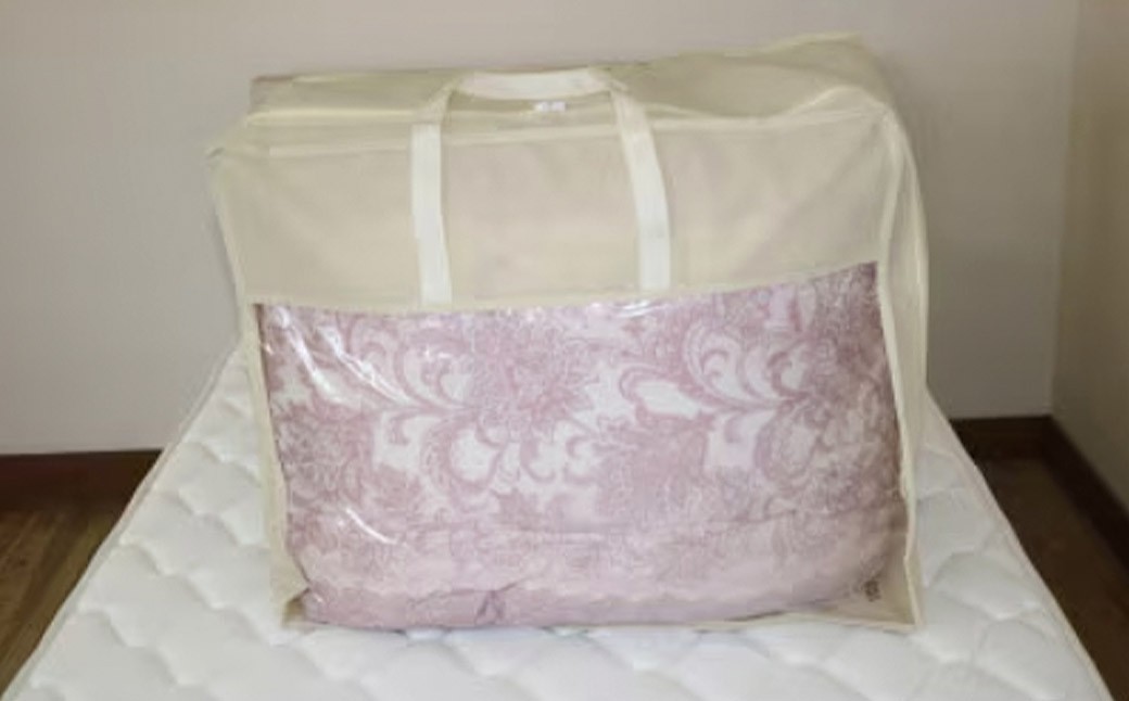 シングル 羽毛 肌掛け ふとん （ ダウン85% ・ 充填量300g ・ ピンク ・ ベージュ系 ）  訳あり 柄おまかせ 洗える羽毛 ふとん 羽毛布団 収納ケース付き 良質 ダックダウン 布団 福岡県 筑後市