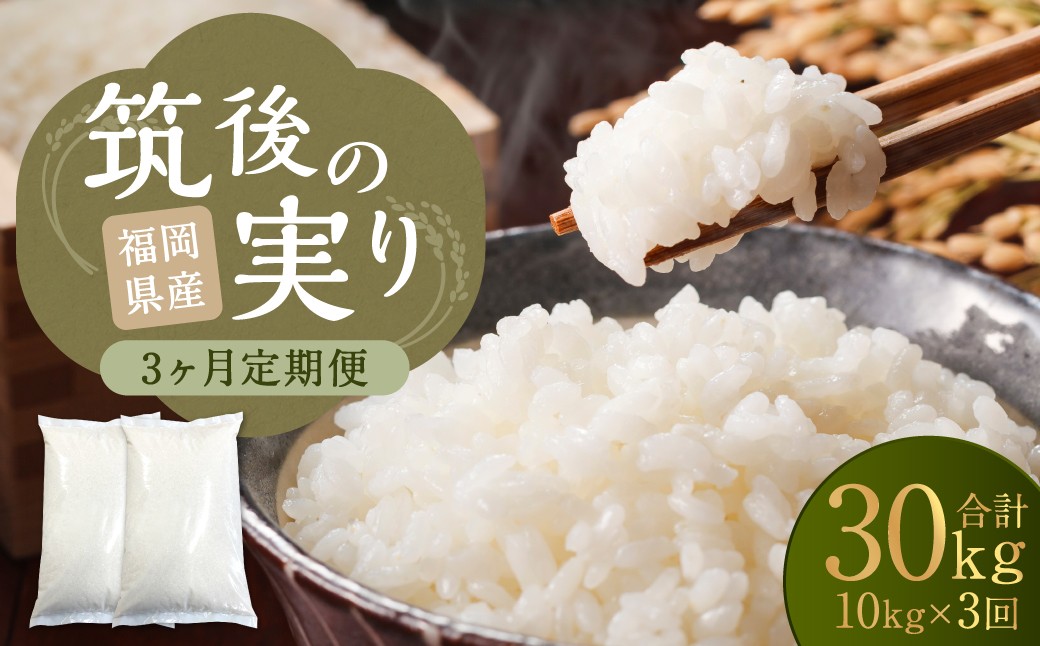 【3回定期便】 筑後の実り 10kg×3回 定期便 米 白米 ブレンド ご飯 国産 贈り物 定期便 福岡県 筑後市