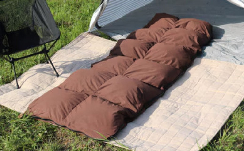 【 シュラフ （ 寝袋 ） × ダウンケット × ボルスタークッション 】 3WAY 寝袋 ダウン85%  0.5kg 使用 収納ケース付き キャンプ アウトドア 防災 オールシーズン 薄手タイプ お昼寝 福岡県 筑後市