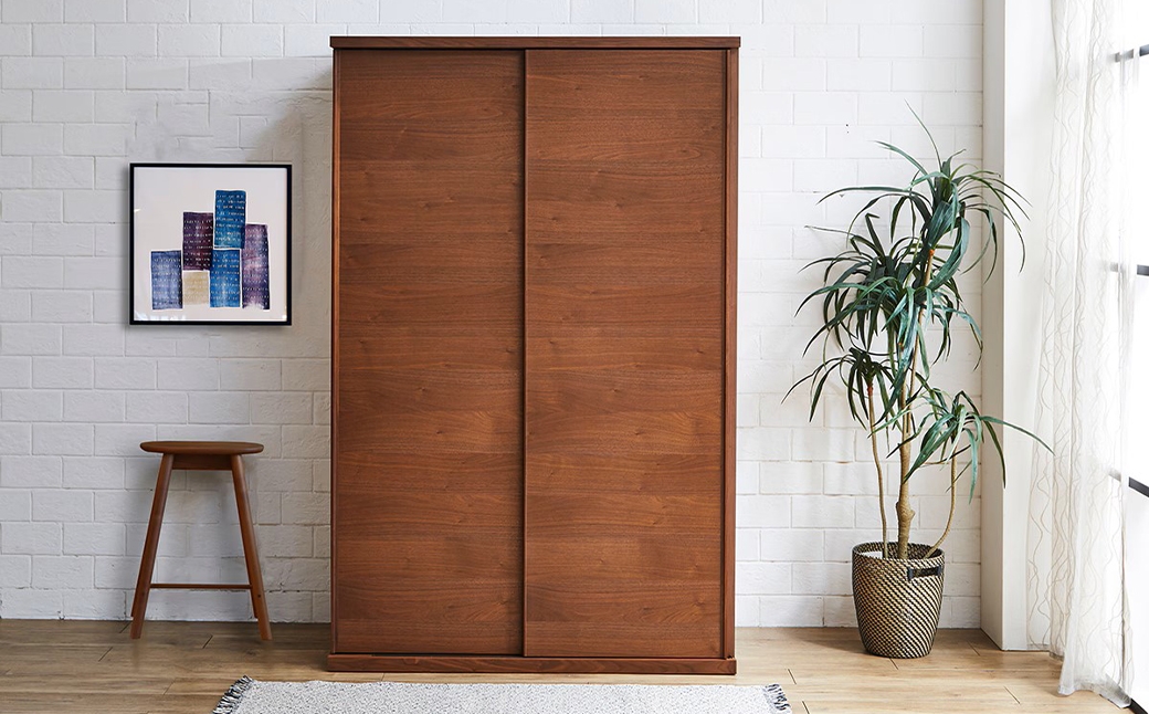 LECCE レッチェ 120 ワードローブ ウォルナット 【 10年保証 】 天然木 収納 ハンガー クローゼット 家具 収納家具 洋服収納 洋服ラック 洋服タンス クローゼット コートハンガー ハンガーラック