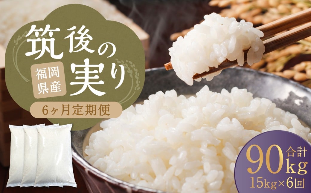 【6回定期便】 筑後の実り 15kg×6回 定期便 米 白米 ブレンド ご飯 国産 贈り物 定期便 福岡県 筑後市