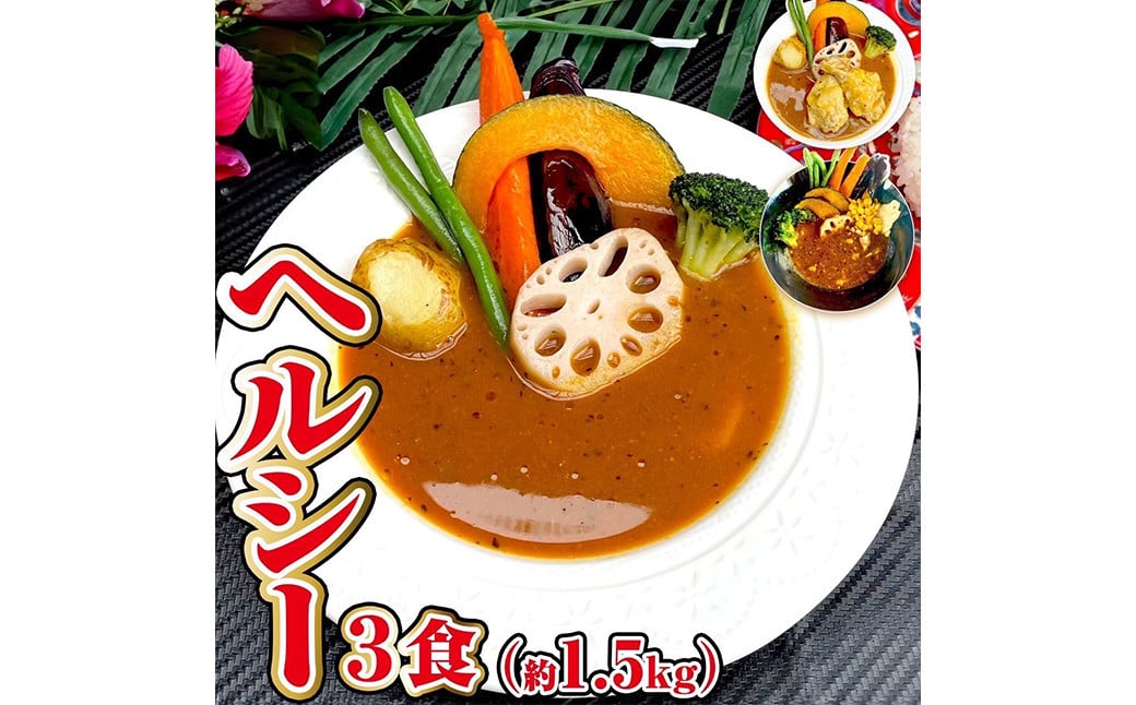 冷凍 スープカレー ヘルシー 3食 セット 計約1.5kg / チキン 薬膳 ベジタブル カレー レトルトカレー レトルト食品 詰め合わせ