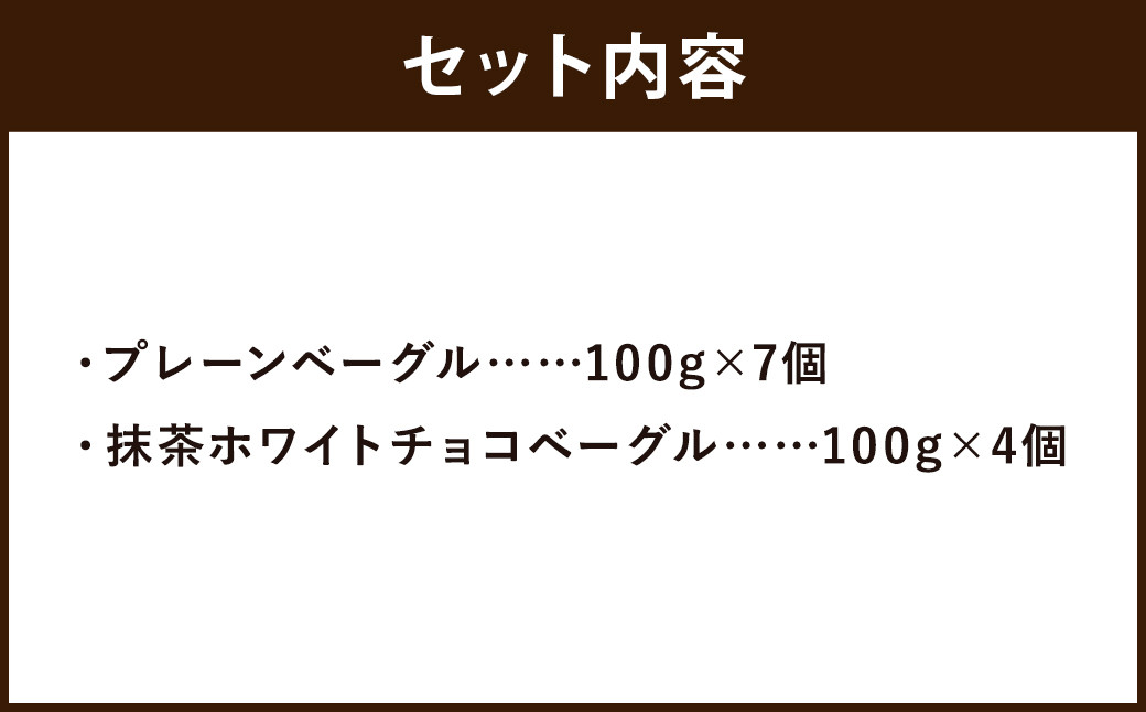 プレーンベーグル・抹茶ホワイトチョコベーグル 計11個 セット ベーグル 冷凍