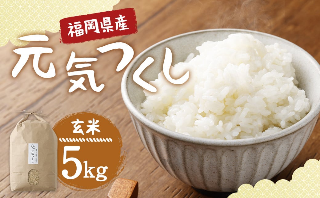 【栽培期間中肥料・農薬不使用】福岡県産 元気つくし 玄米 5kg お弁当 【2025年11月上旬より順次発送予定】