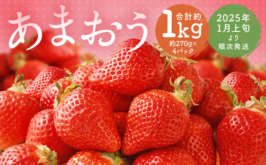 福岡県産 あまおう 合計約1,080g 約270g×4パック 【2025年1月上旬～1月下旬発送】