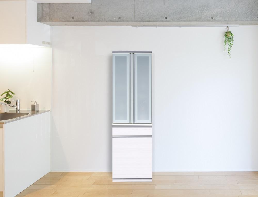 （ホワイト柾目）【開梱設置】 クロノス 食器棚 幅60cm ダイニングボード 完成品 キッチン収納 スリム ホワイト ブラウン 大川家具 キッチンボード