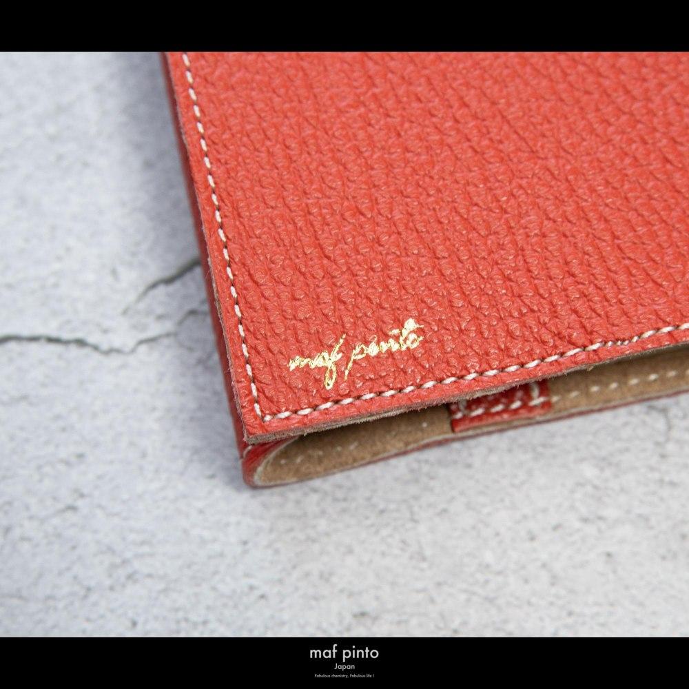 maf pinto (マフ ピント) レザーブックカバー 四六判サイズ ADRIA LINE フレッシュレッド 本革 日本製