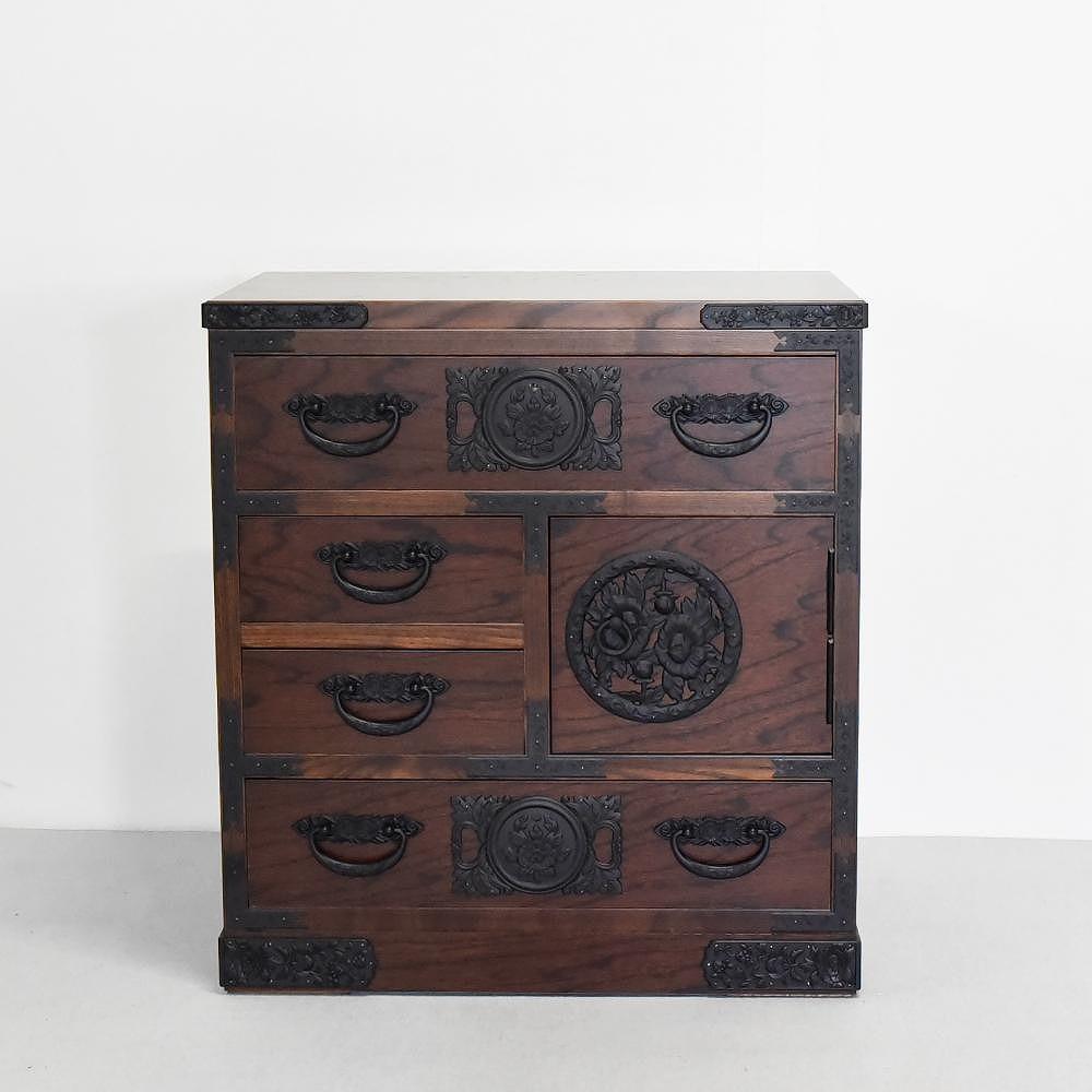 民芸箪笥　和み（NAGOMI）55手許（てもと）箪笥　民芸色　たんす 大川家具