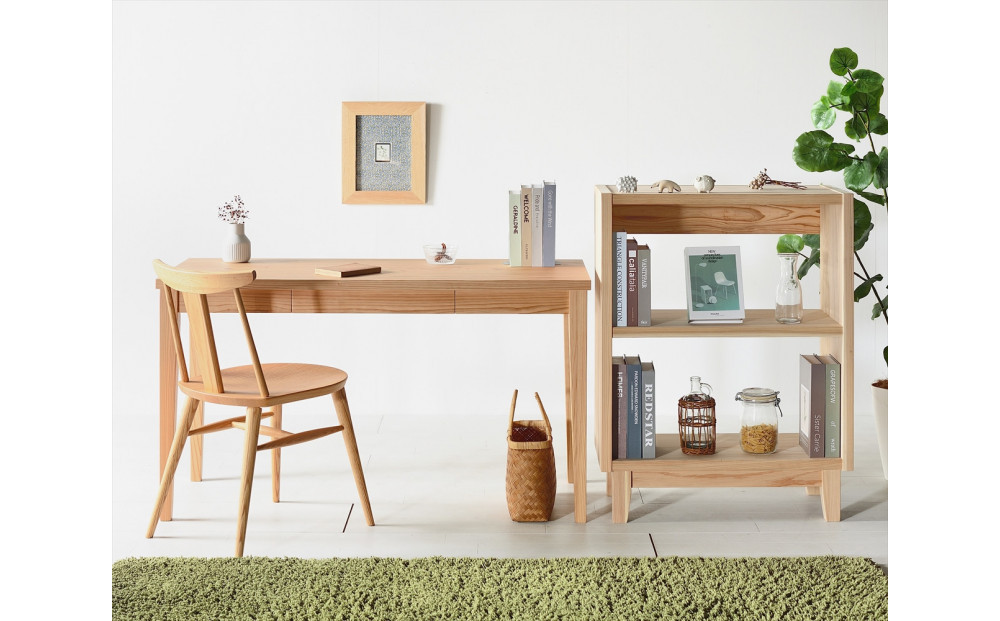 【木の香かおる国産杉の机】木の香デスク（引出し付き） 120 学習机 ウレタン塗装 九州産杉 大川家具