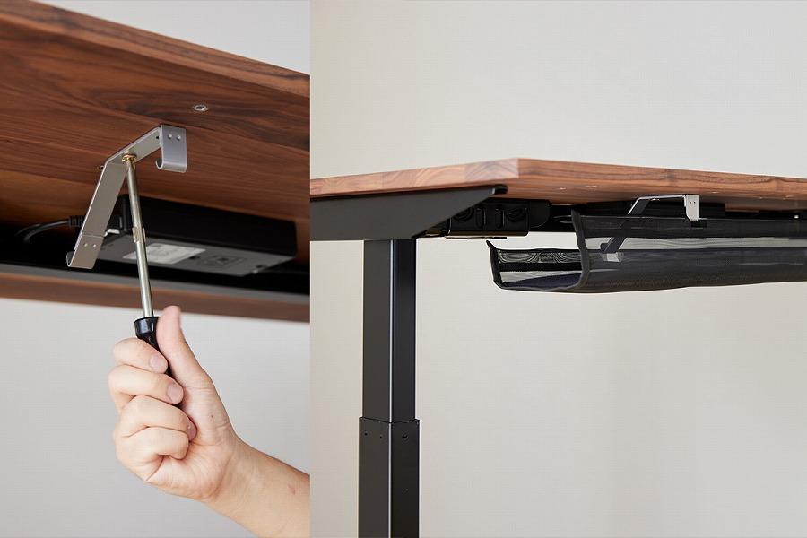 【幅120cm】【ウォールナット】【配線トレー付】【シェルフ付】 電動昇降デスク 無垢材 パソコンデスク WAAKstandingPro