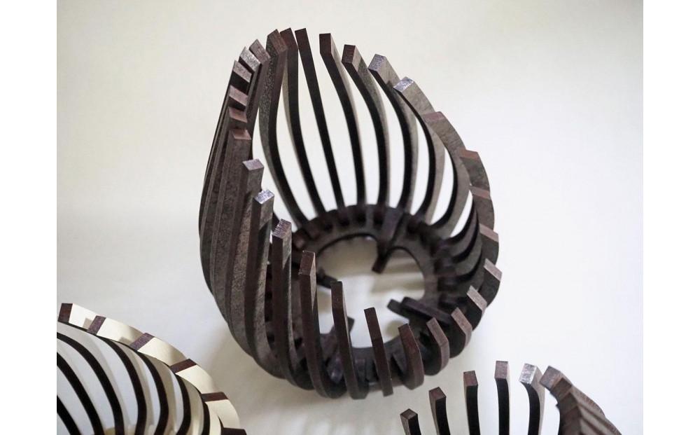 LED キャンドルホルダー 木製 レーザー加工雑貨 黒洛 インテリア雑貨 キャンドルホルダー001 2個セット