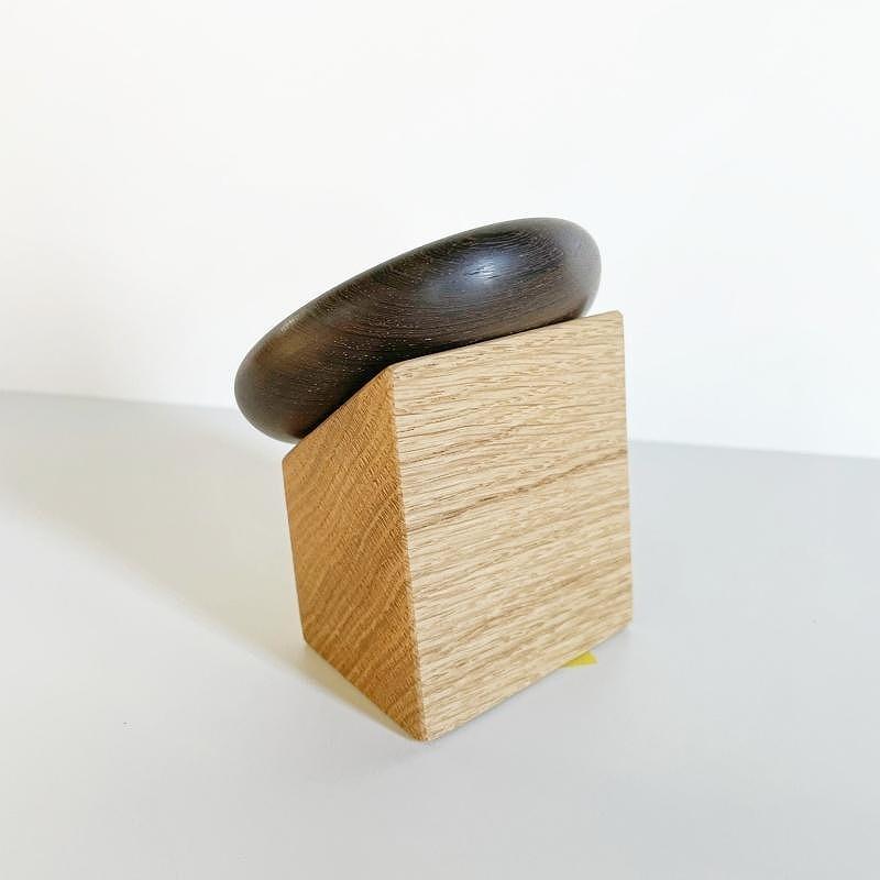 【Face Mirror ウェンジ材+オーク材】ハンドミラー（手鏡）スタンドミラー（卓上）ウォールミラーとしても＜フェイスミラー＞ プレゼント 父の日 母の日 入学 卒業 就職 MUFactory