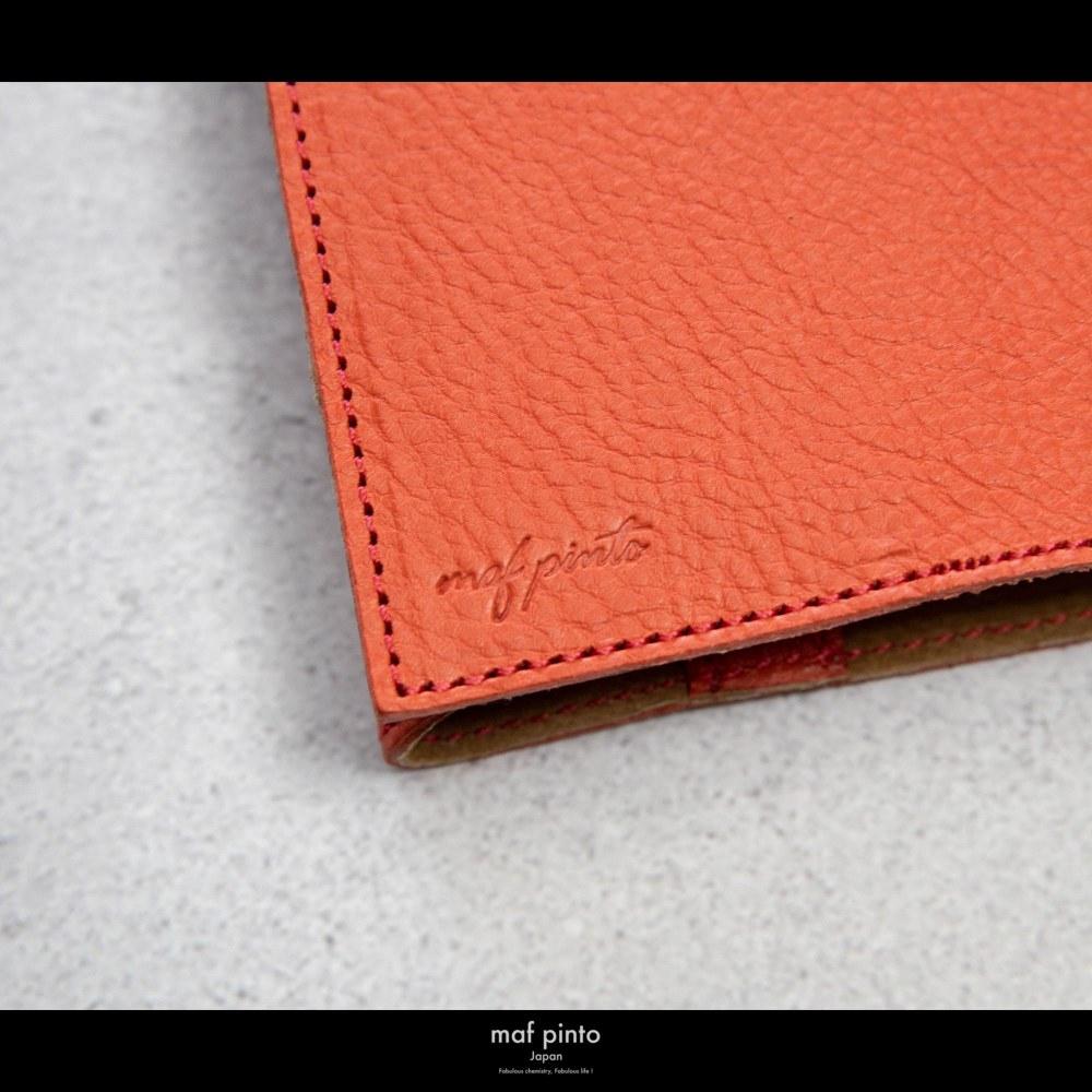 maf pinto (マフ ピント) レザーブックカバー 新書サイズ レッドシュリンク 本革 日本製