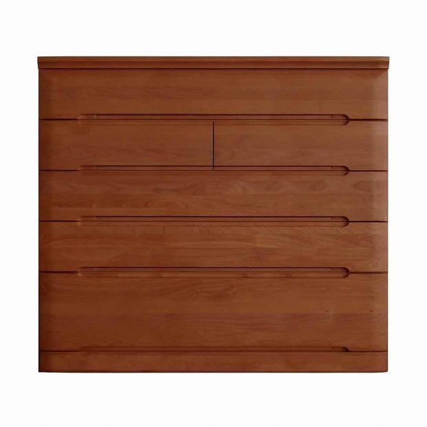 チェスト タンス 幅118 5段 奥行44 ニレ材 ブラウン色 プラム 桐たんす 箪笥 婚礼家具 衣類収納 大川家具【丸田木工】