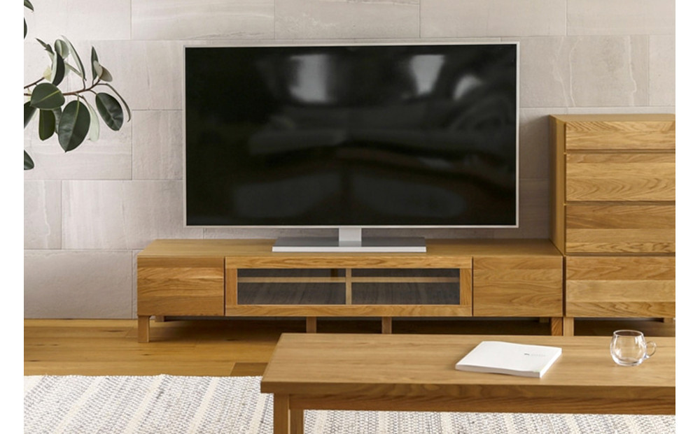 【開梱設置】高野木工 LECCE レッチェ 164TVボード オーク (透明ガラス) 【10年保証】