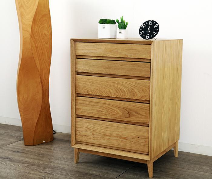 大川家具 レフライン 50cm リビングチェスト 収納タンス 天然木オーク(ナラ) 野中木工所