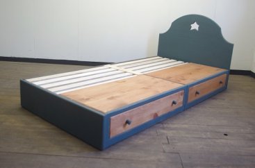 シングル カントリーベッドマシュー ブルースター引出付き