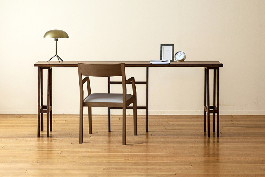 【開梱設置】高野木工 プレーンデスク SET11 ウォルナット（W180×D45cm）【10年保証】