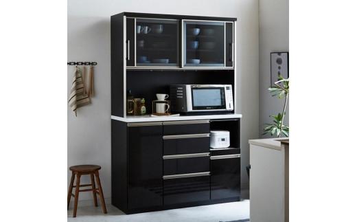 (ブラック木目)【開梱設置】カプリス キッチンボード 幅150cm 耐震 食器棚 引き戸 ダイニングボード 完成品 キッチン収納 150幅 国産 大川家具