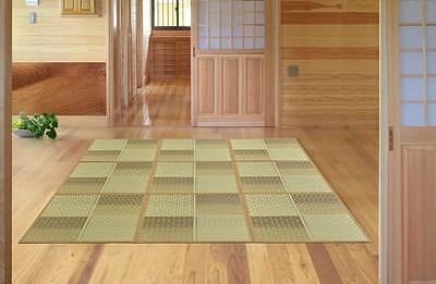 国産い草ラグ スベリ止め付き DX式部 ベージュ 200×200