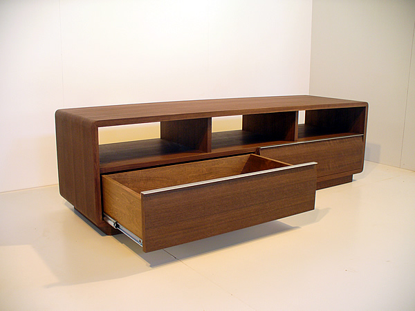 【ROUND テレビボード　ウォールナット153cm】ウォールナット材ツキ板　オイルフィニッシュ 家具 テレビ台 テレビボード TVボード AVボード 棚 リビングボード サイドボード ローボード MUFactory